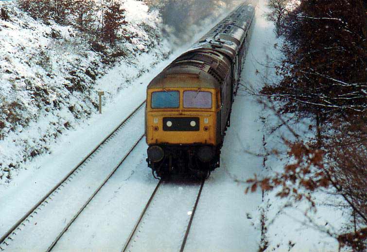 47167 climbs Belstead Bank with 1N25 10:32 Norwich - Liverpool St. on 24/01/79, Photo by David Harlott