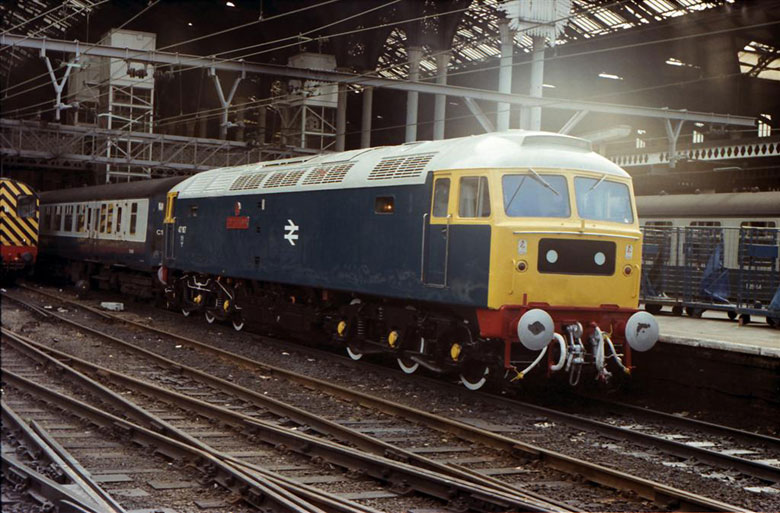 47167 departs Witham for Liverpool St. with the new County Essex name plates on 02/08/79, Photo Alistair Barham