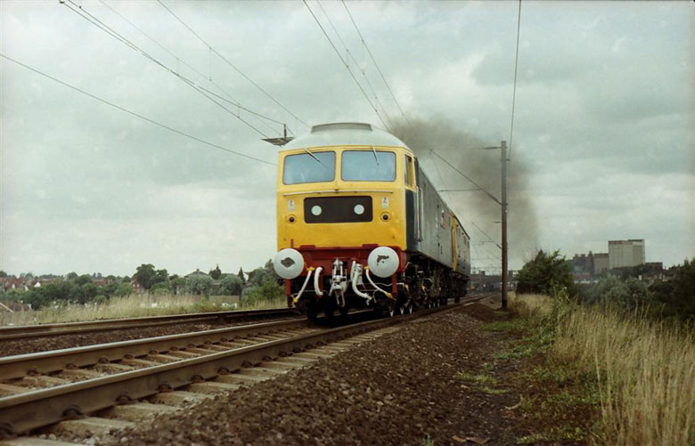 47167 departs Witham for Liverpool St. with the new County Essex name plates on 02/08/79, Photo Alistair Barham