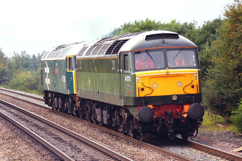 47773 & 47580 head for Derby RTC with 0Z47 09:50 Tyseley on 26/08/09, Photo by Jamie Squibbs