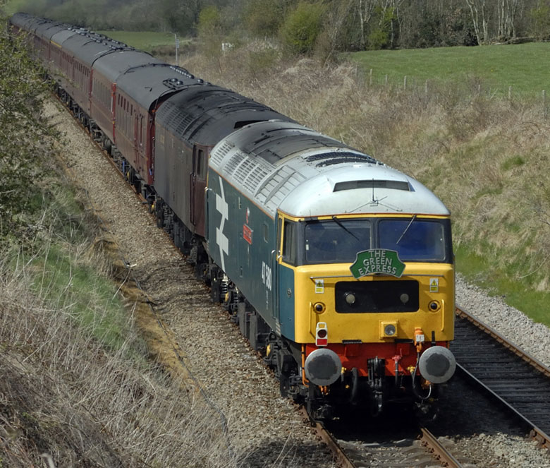 47580 tales with 47787 5Z12 13:25 Hellifield Goods Loop-Carnforth ecs on 25/04/10, Photo by Andrew Naylor