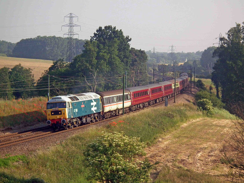 47580 at Branthamon with 1Z74 05:18 North Walsham-Swanage on 26/06/10, Photo by Geoff Tibble