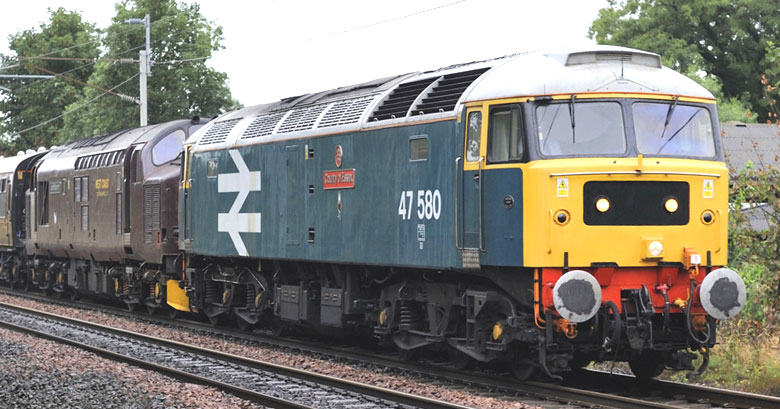 47580 at Carnforth with 5Z57 ecs from Leicester on 18/07/10, Photo by Andrew Naylor