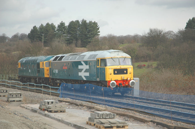 47580 and 26007 with 0Z47 09:06 Tyesely - Dereham at Chesterfield on 17/03/10, Photo by Richard O'Leary