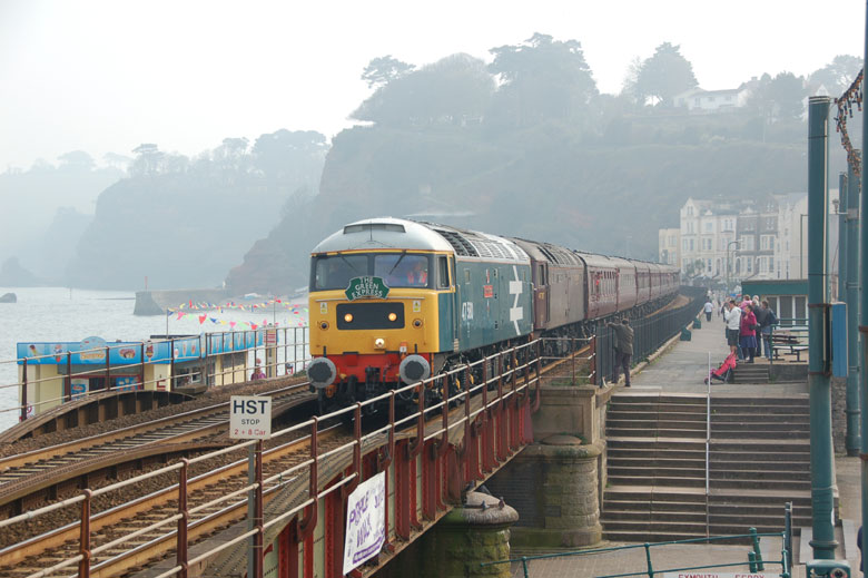 47580 approches Dawlish with 1Z11 16:33 Paignton - Leeds on 24/04/10, Photo by Richard Boyd