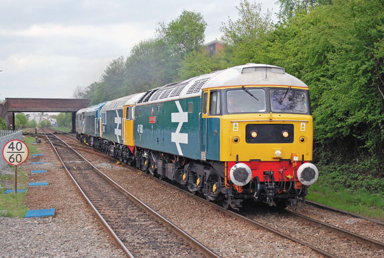 47580 passes through Water Orton with 56101, 45133 & 31271 on 0Z56 04:45 Carnforth-Kidderminster on 04/05/10, Photo by David Weake