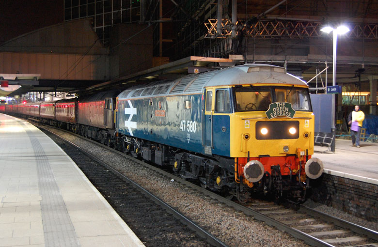 Journeys end 47580 at Leeds with 1Z11 16:33 from Paignton on 24/04/10, Photo by Andrew Ward