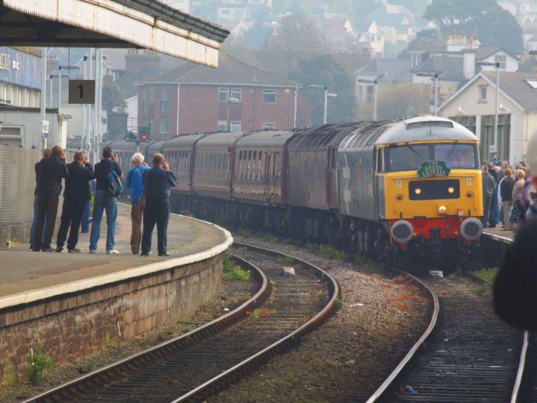 47580 enters Paignton station with the ecs from Goodrington Sands to work 1Z11 
								16:33 to Leeds on 24/04/10, Photo by Shaun C.
