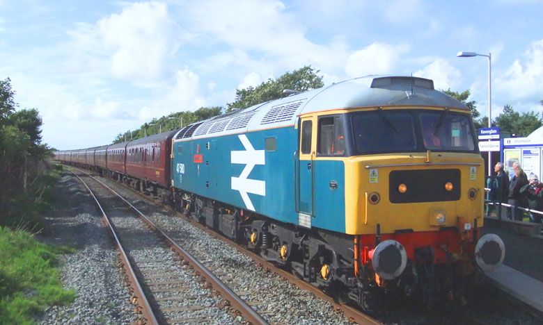 47580 crosses the river Esk with light engine Carnforth-Ravenglass on 17/07/10, Photo by Eliot Andersen