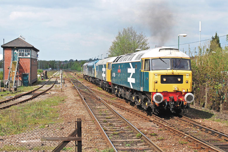 47580 passes Stourbridge Junction with 56101, 45133 & 31271 on 0Z56 04:45 Carnforth-Kidderminster on 04/05/10, Photo by David Weake