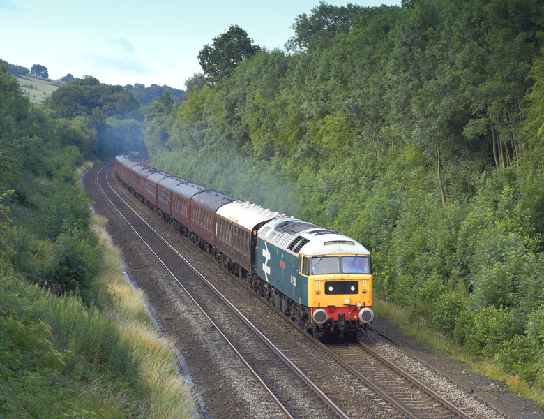 47580 passes through Belper with 1Z53 06:32 Leicester-Ravenglass on 17/07/10, Photo by Phil Sangwell