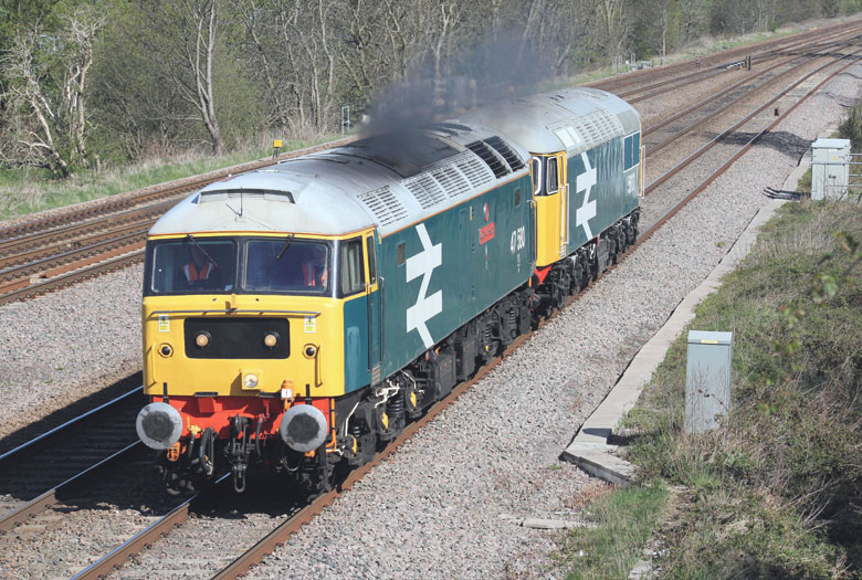 47580 passes Tupton with 56101 on 0Z56 04:45 Carnforth-Kidderminster on 04/05/10, Photo by David Dudley