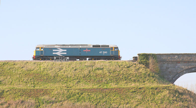 47580 passes St Mark's Church, Swindon with a light engine move from Bristol shadowing GWR 175 BRISTOLIAN steam charter on 17/04/10, Photo by Tom Curtis