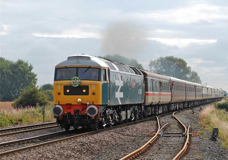 47580 approches Gascoigne Wood Yard with 1Z51 05:05 Norwich-Carlisle on 07/08/10, Photo by Alan Padley