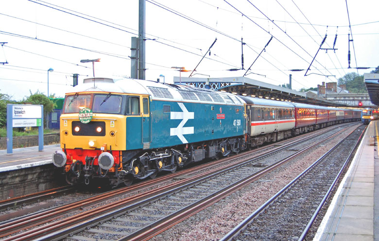 47580 at Ipswich with 1Z51 05:05 Norwich-Carlisle on 07/08/10, Photo by Andrew Ward