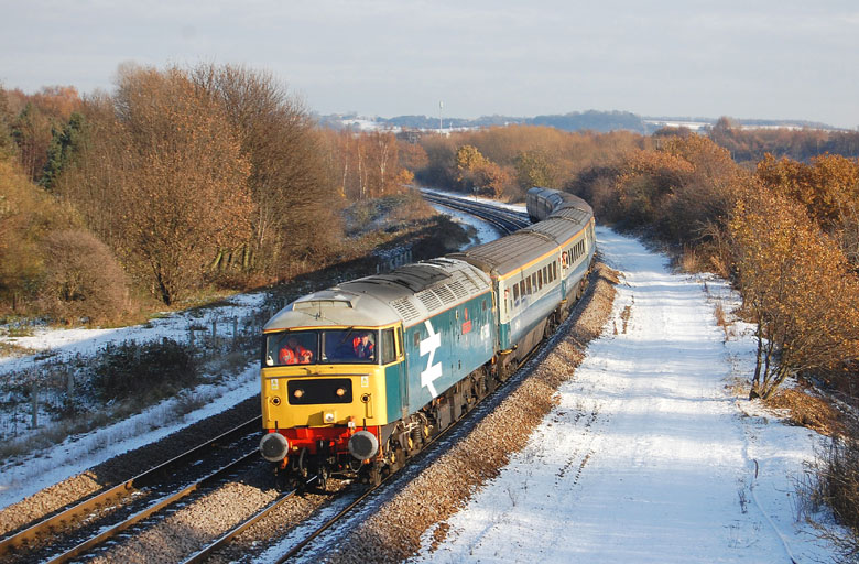 47580 passes Old Denaby with 5Z34 1244 Doncaster Belmont Yard - Barrow Hill on 28/11/10, Photo by Andrew Ward