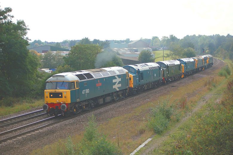 47580, 37109, D6729, 37275, 33108, 20096 & 47375 with 0Z39 14:45 Barrow Hill-Wansford on 22/09/10, Photo by Ross Byers